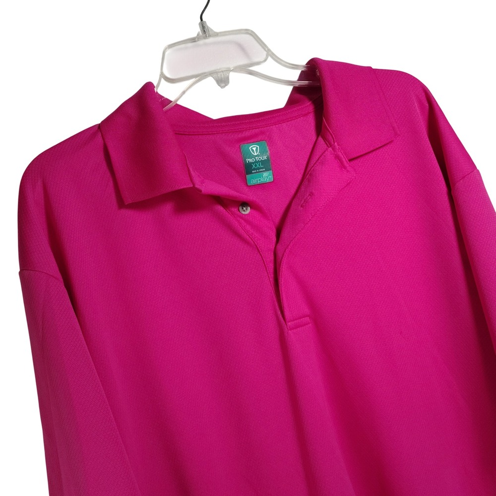 Pro Tour Airplay Golf Polo Shirt Mens‎ XXL Extra Extra Large Pink Quick Dry